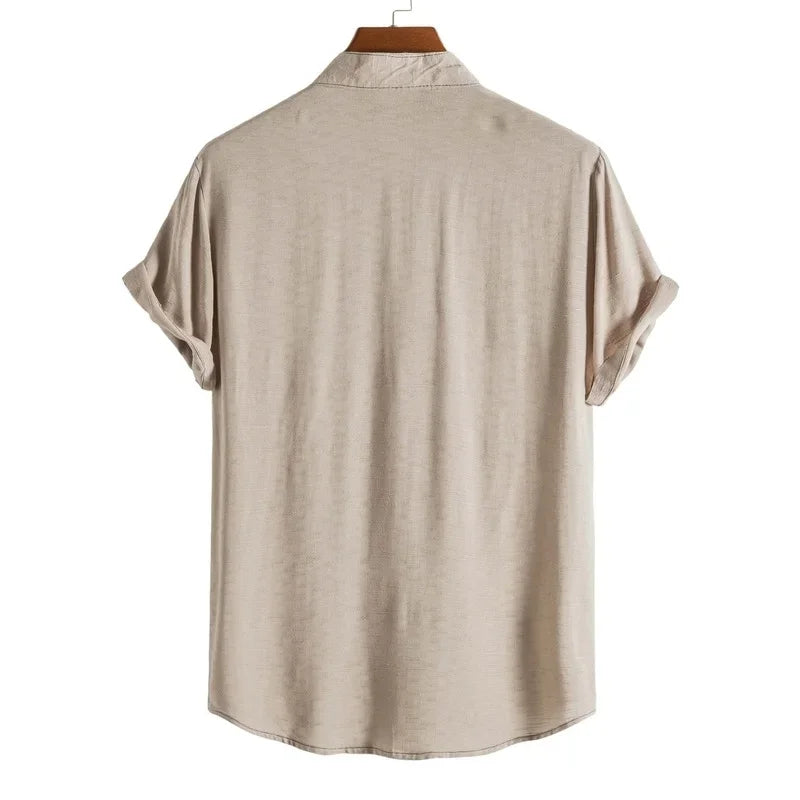 Men Clothing 2022 Summer New Arrivals Fashion Streetwear Men Short Sleeve Shirts Casual Stand Collar Camisas Para Hombre