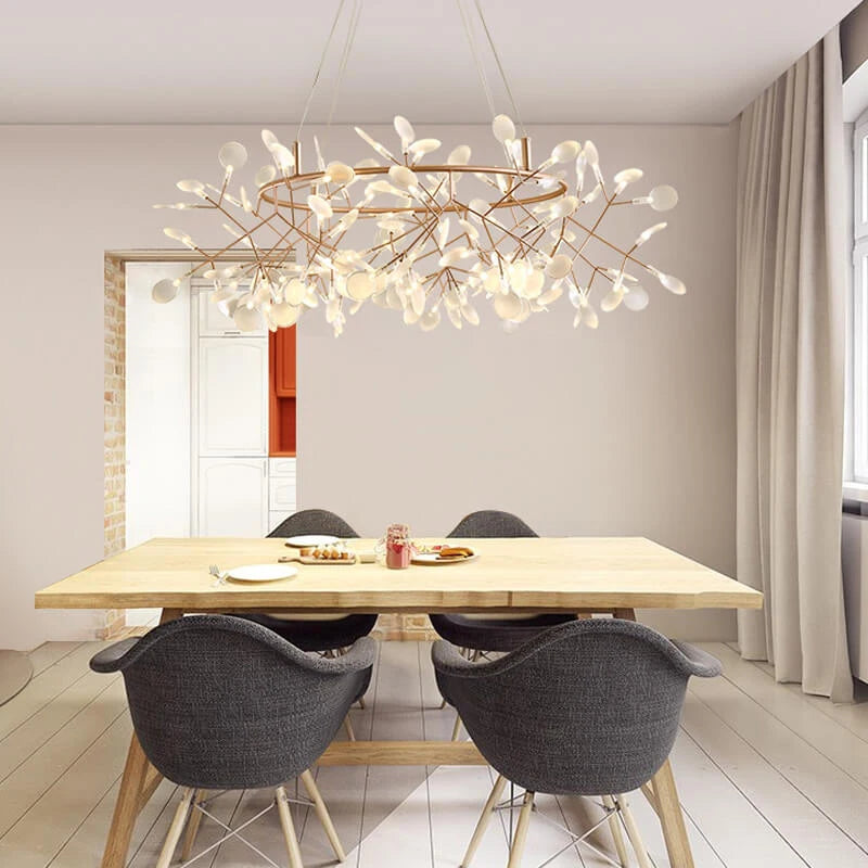 Modern LED Firefly Chandelier Industrial Light Fixture Celing Chandelier for Living Room Dinning Room Hotel Decor Hang Lamp
