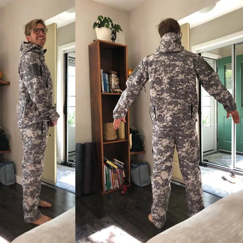 Tactical Jackets Soft Shell Hunting Jackets Army Waterproof Camo Uniforme Clothes Safari Windbreaker Men Clothing Military Pants
