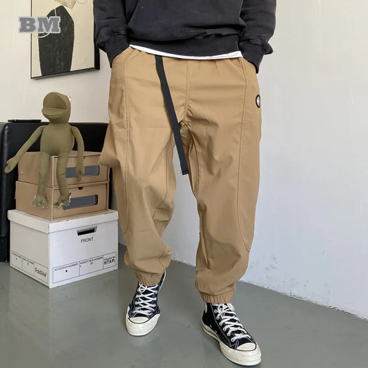Plus Size Japanese Streetwear Casual Cargo Pants Men Clothing Harajuku Loose Joggers Fashion Trendy Oversize Trousers Male