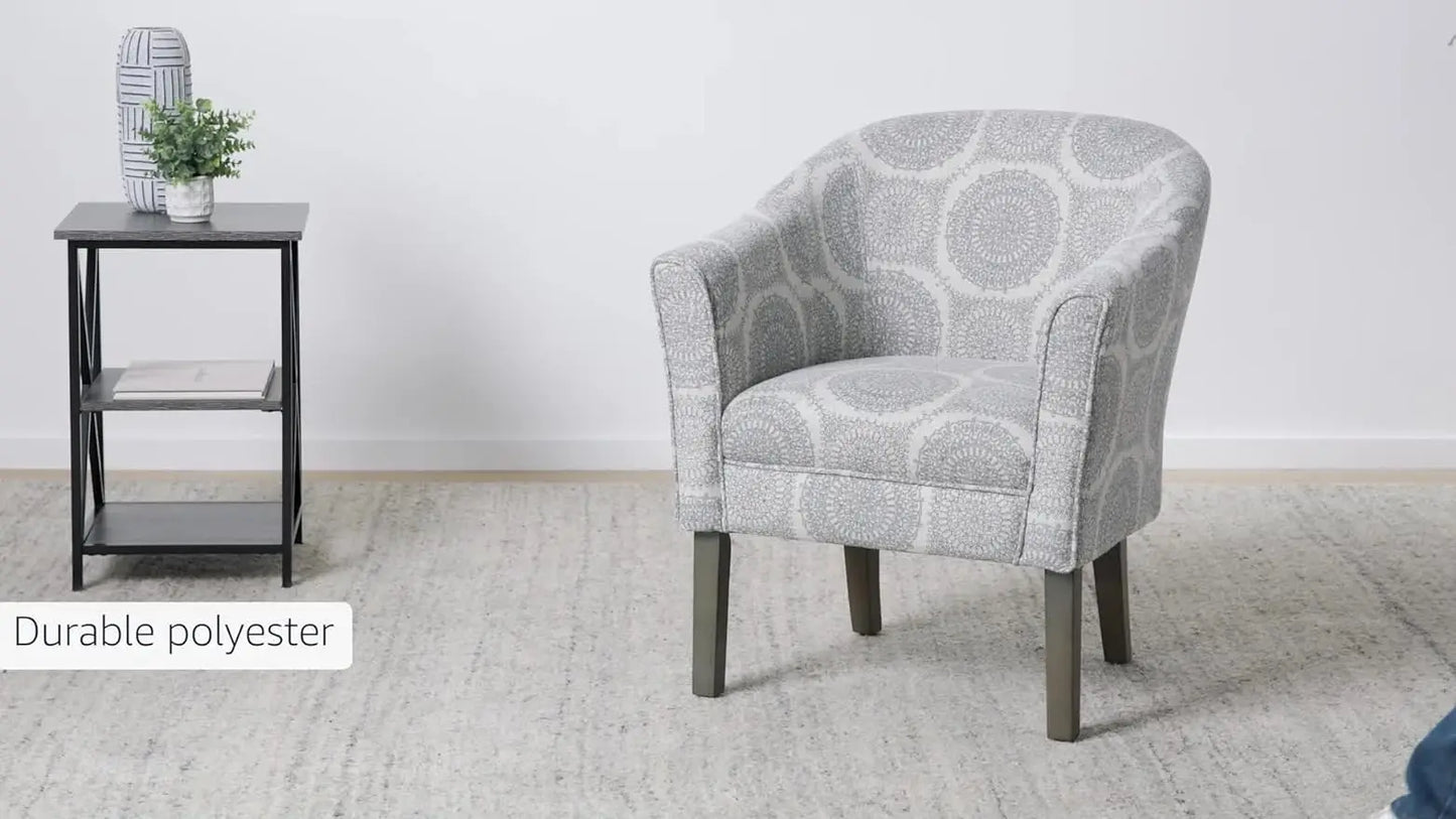 Barrel Shaped Accent Chair, Gray and Brown