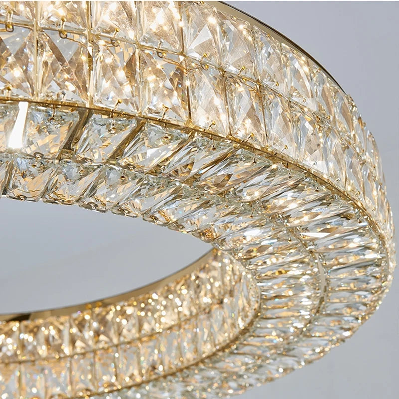 Modern Ring Crystal Chandelier For Living Room Kitchen Cristal Celing Lamps Luxury Home Decor Led Pendant Light Fixture