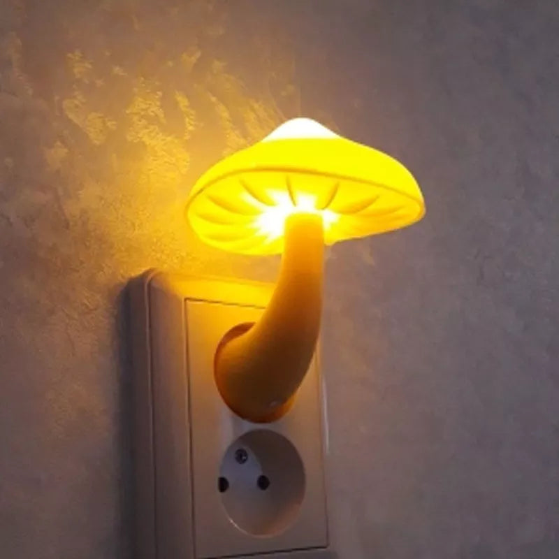 LED Night Lights Mushroom Shape Automatic Sensor Toilet Bedroom Decor Wall Lamps Light-control Sensor Bedroom Light