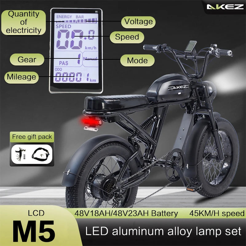 20 Inch 750W/1500W 18/23AH Electric Bike 45km/h E-bike Variable Speed Snow Assisted Electric Bicycle