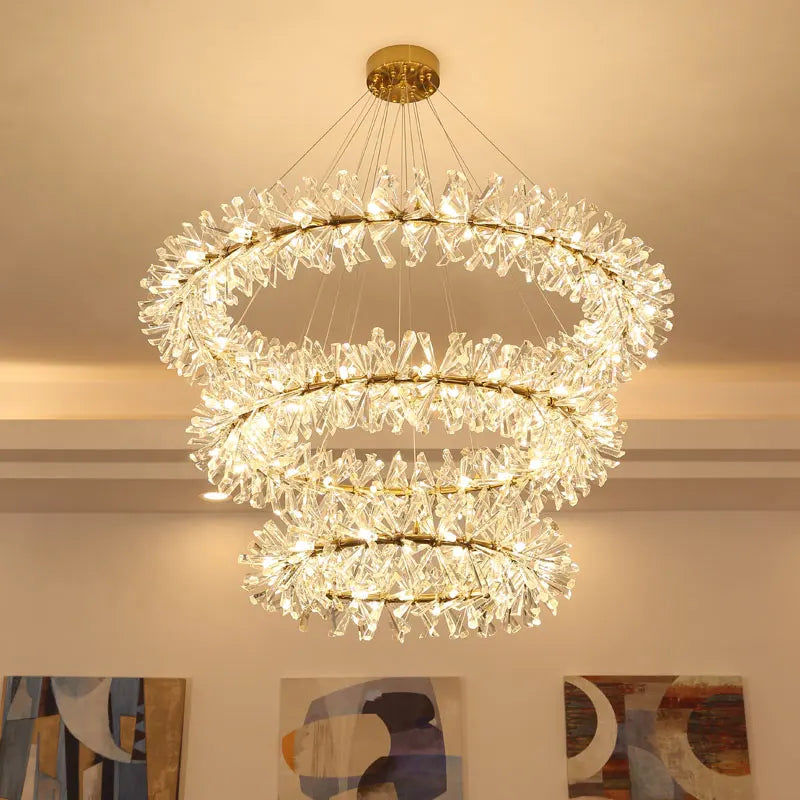 Nordic Luxury Pendant Light Crystal LED Chandelier 40 60 80cm Ring Chandelier Living Bedroom Light Fixtures
