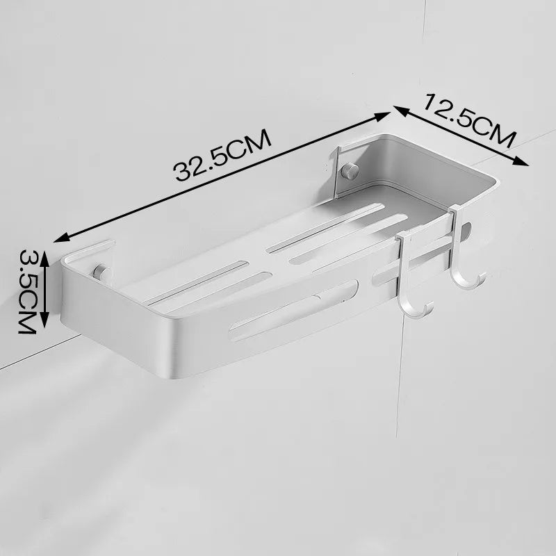 Restroom Wash Supplies Draining Shelf Punch-free Wall Cosmetics Space Aluminum Storage Holder Bathroom Kitchen Storage Box