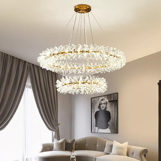 Nordic Luxury Pendant Light Crystal LED Chandelier 40 60 80cm Ring Chandelier Living Bedroom Light Fixtures