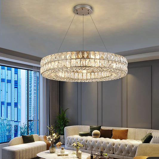 Modern Ring Crystal Chandelier For Living Room Kitchen Cristal Celing Lamps Luxury Home Decor Led Pendant Light Fixture