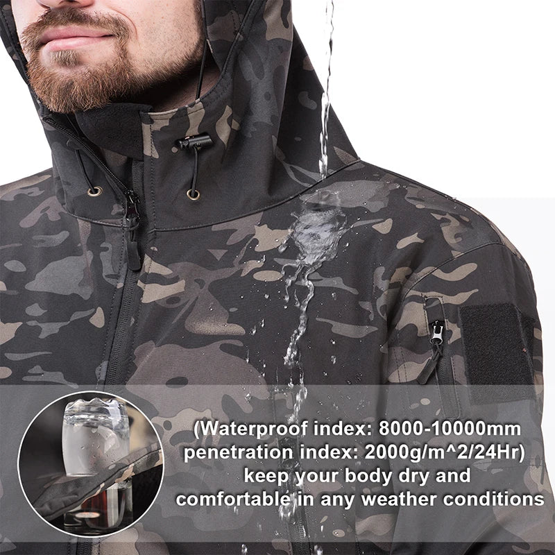 Tactical Jackets Soft Shell Hunting Jackets Army Waterproof Camo Uniforme Clothes Safari Windbreaker Men Clothing Military Pants