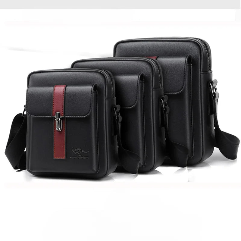New Men's bag PU Leather Shoulder Bag husband Multi-function square Cross bag fashion Contrast Messenger Pack Men handbag