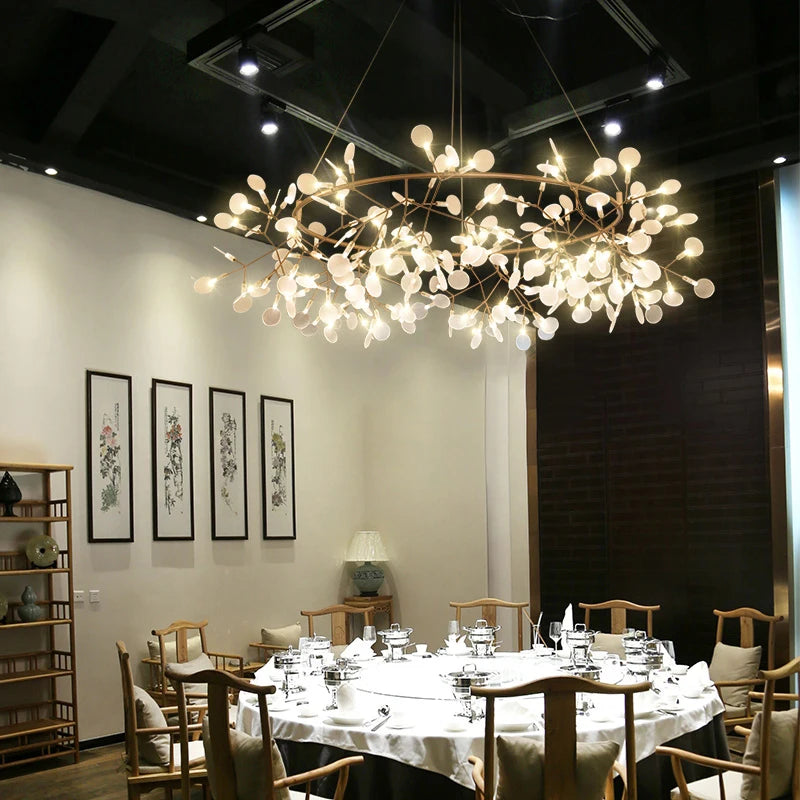 Modern LED Firefly Chandelier Industrial Light Fixture Celing Chandelier for Living Room Dinning Room Hotel Decor Hang Lamp