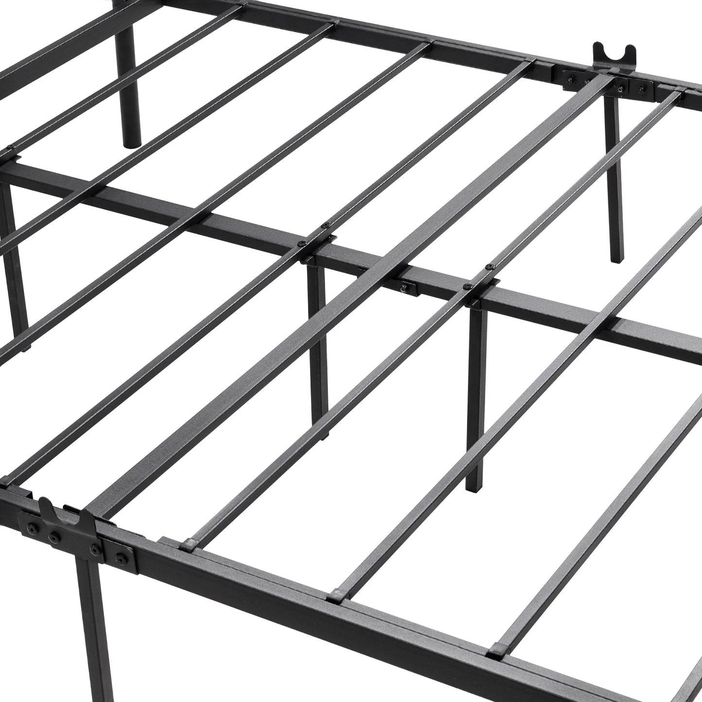 Bed Frame Metal Black Twin Low Loft Bunk Floating Bed Kids Bedroom Storage Guard Rail Ladder Bedframe